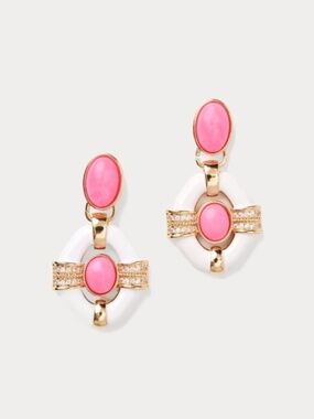 Lilly Pulitzer Fleur De Lilly Doorknocker Earrings in Cherry Blossom Pink NWT